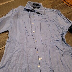 Saks Fifth Avenue Dress Shirt - Blue 16/34 Tone on tone diamond pattern.
